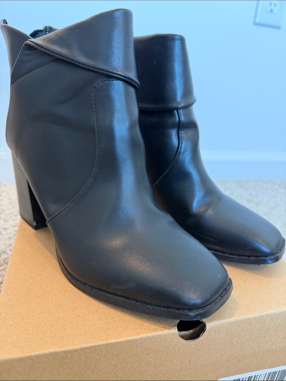 Women’s Black Fold-Over Ankle Boots